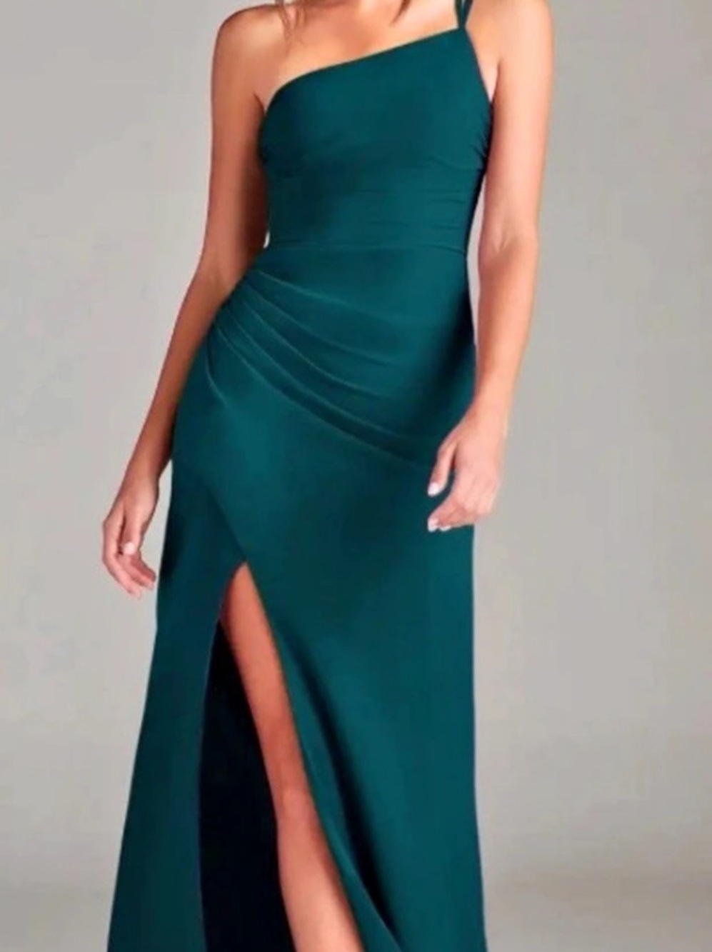 Azazie Pine Dress Stretch Satin